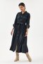 Anthracite Italian 100% Cotton Velvet Waist Tie Long Velvet Shirt Dress Size 38 - 42 - 2