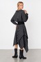 Women's Black Plaid Asymmetric Cut Woven Skirt with Flutted Details - 4