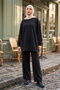 Bora Blouse with Side Zipper Detail and Trousers Set 177 Black