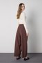 Women's Brown Premium Pleated Relaxed Fit Trousers 32055 - 3