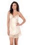Lace Embroidered Thin Strap Ivory Satin Nightgown - 2