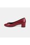 Women's Burgundy Bow Short Heeled Leather Ballerinas - 3