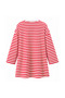 Women's 2 Thread Single Jersey Combed Cotton Fabric Ribbed Crew Neck Striped Tunic 386 Red - 3