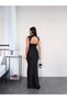 Backless Zero Sleeve Satin Dress - 5