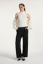 Women's Cream Stone Embroidered Halter Neck Knitwear Blouse Cardigan Double Set - 3