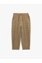 Comfortable Fit Plaid Trousers with Pockets and Lace-Up Waist