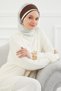 Double Color Design Chiffon Ready-To-Wear Turban, Ht-86 Cream - Brown - 5