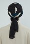 Chiffon Belted Patterned Combed Cotton Bonnet, B-24Yd Pattern 32 - Black - 5
