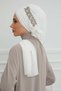 Chiffon Ready-To-Wear Turban with Side Ruffles and Stone Accessories, Ht-100, Ht-100 Off-White - 5