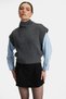 Women's Anthracite High Collar Thick Ribbed Knit Sweater - 3