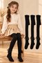 Girl's Black 3-Piece Premium Pantyhose Set with Ribbon Detail
