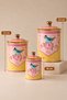 Royking Nice Qush Yellow 6 Piece Porcelain Jar Set - 23+21+16 cm - 3