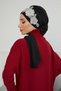 Chiffon Ready-To-Wear Turban with Floral Crown Accessory, Ht-103, Ht-103 Black-Silver - 7