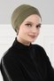 Takçık Combed Cotton Bonnet, B-37 Khaki Green - 3