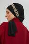 Design Chiffon Ready-To-Wear Turban with Stone Accessories, Ht-101, Ht-101 Black-Gold - 6
