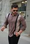 Men's Stripe Detailed Long Sleeve Cotton Linen Shirt