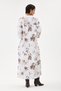 White Italian 100% Cotton Velvet Half-Button Floral Patterned Long Velvet Dress 60 - 46 Size - 4