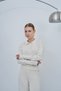 Women's Ecru Polo Collar Detailed Blouse Pants Knitwear Set - 4