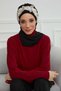 Chiffon Ready-To-Wear Turban with Floral Crown Accessory, Ht-103, Ht-103 Black-Gold