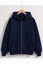 Women's Zippered Wing Stone Printed Hooded Oversize Winter Hoodie Jacket with Kangaroo Pocket - 2