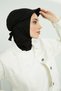 Combed Cotton Bonnet with Visor, B-75 Black - 3