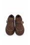 Women's Brown Suede Look Fur-Lined Buckle Thick Sole Winter Slippers Pelvas - 4