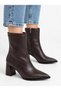 Pointed Toe Thick Heel Zipper Detailed 7 cm Women's Boots
