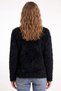 Women's Black Gold Heart Buttoned Soft Fuzzy Cardigan - 3