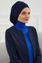 Cross Planting Design Chiffon Ready-To-Wear Turban, Ht-30 Navy Blue - 7