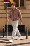 Men's Brown Fleece Cardigan Jacket with Hood, Pockets, Wool Interior, and Full Zipper - 3