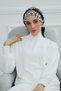Chiffon Belted Patterned Combed Cotton Bonnet, B-24Yd Pattern 29 - Black - 2