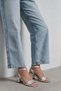 Ankle Belted Open Back Satin Low Heel Shoes - Silver