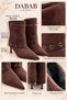 Lucia Women's Bitter Brown Suede Look Metal Ring Detailed Pointed Toe 5 cm Thin Heeled Short Boots Bo - 5