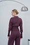 Women's Burgundy Polo Collar Detailed Blouse Pants Knitwear Set - 6