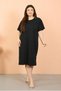 Fashion Line Women Plus Size Combed Cotton Short Sleeve Black Nightgown 12502