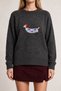 Embroidered Oversize Knitwear Sweater Lyy0150 Anthracite - 6