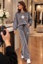 Italian Imported Star and Stone Detailed Gray Double Suit - 2