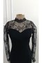 Women's long sleeve turtleneck slit detail lace trim short imported crepe dress - 7
