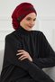 Shiny Sequined Special Design Chiffon Ready-To-Wear Turban, Ht-47P Burgundy - Black - 3