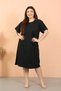 Fashion Line Women Plus Size Combed Cotton Short Sleeve Black Nightgown 12502 - 6