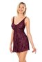 Lace Embroidered Burgundy Jacquard Nightgown - 2