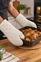 Set of 2 Long Oven Gloves 37 cm – Quilted Towel Fabric Kitchen and Oven Mitts Cream - 7