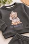 Boy's bear print fleece-lined crewneck sweatshirt and sweatpants 2-piece set, ages 2-5 - 4