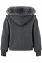 Anthracite Hooded Fur Cardigan - 251098 - 2