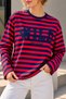 Wild Printed Striped Long Sleeve Women's Sweatshirt My3535