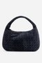 Velora Women's Knitted Patterned Shoulder Bag Real Suede Leather Dark Blue - 3