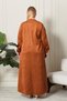 Women's Large Size Tesettur Suede Overcoat Full Length Diamond Patterned Long Tesettur Suede Overcoat - 7