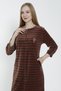 Women's Cotton Velvet Zipper Pocket Lace Long Sleeve Dress / Tile 3887 - 5