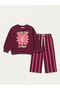 Burgundy Pink Striped Girls' Set - 2