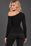 Women's Long-Sleeved One-Shoulder Open-Cut Blouse with Stones and Tulle Details - 3